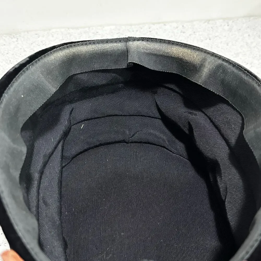 Vintage Turban Pillbox hat two toned pink blush satin & black velvet Size 22